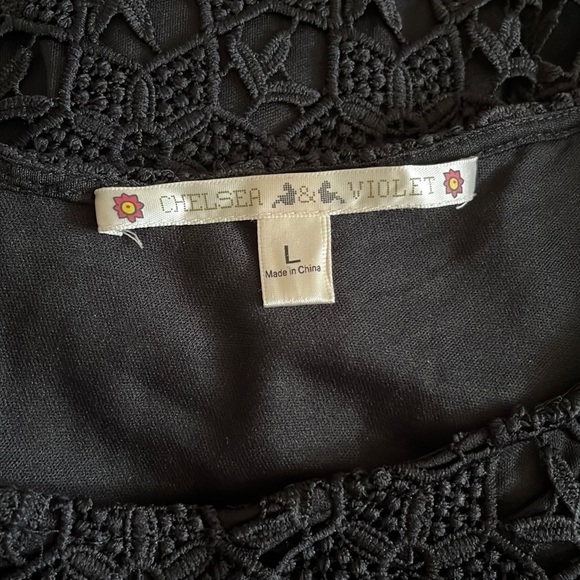 Chelsea & Violet Black Evening Cocktail Dress Lace 3/4 Sleeve Size Lg EUC - Picture 7 of 8